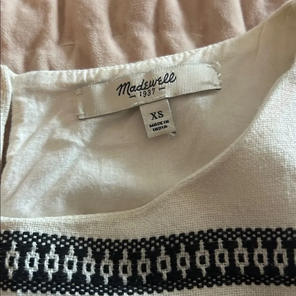 Madewell Cabana Jacquard Shift Dress F0100 XS $158 Ivory Black